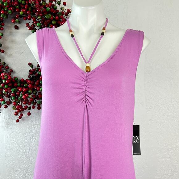 New York & Co. | Beaded Halter Neck Jumpsuit Violet. NWT. Size medium - Picture 2 of 9